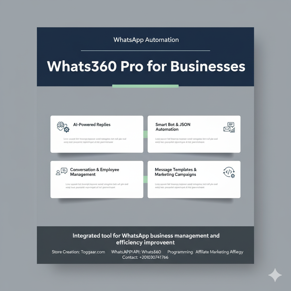 شاشة لوحة تحكم واتس 360 برو مع ميزات AI Persona وKnowledge Base