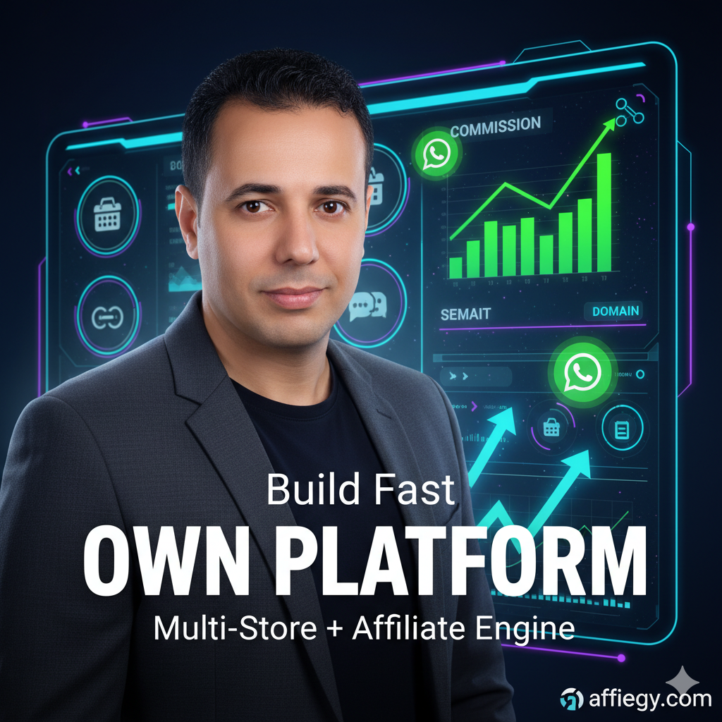 شرح معماري لبنية التجارة الإلكترونية المتقدمة وتوزيع الأدوار بين التاجر والمسوق