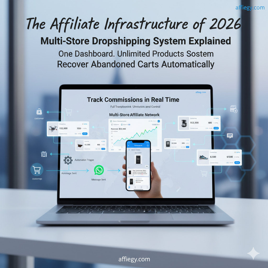 Advanced Multi Store Affiliate Network Dashboard showing real-time analytics and inventory
