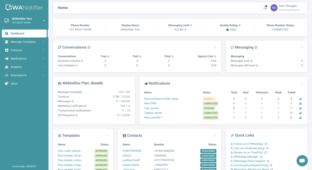 تحليل لوحة تحكم Whats360 للتحكم في تدفق بيانات العملاء وأتمتة الرسائل